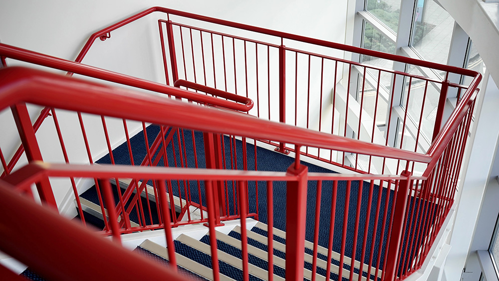 slips trips and falls - office staircase showing handrails in place